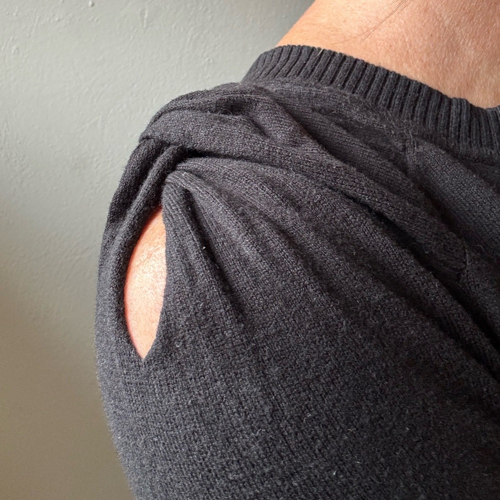 Stylish Black Sweater with Shoulder Cutout